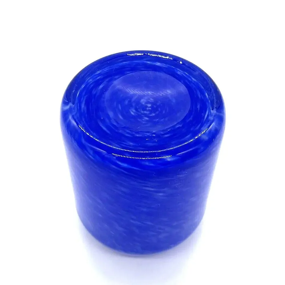 Art Glass Cobalt Blue & White Swirl Small Vase 4
